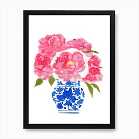 Pink Peonies In A Vase Art Print