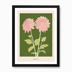 Pink & Green Dahlia 2 Flower Poster Art Print