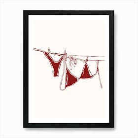 Red Bikini On A Clothesline Poster Art Print