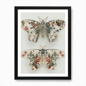 Textile Butterflies William Morris Style 7 Art Print