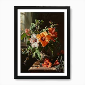 Baroque Floral Still Life Hibiscus 2 Art Print