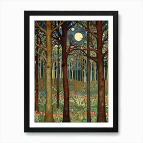 William Morris Moonlight Forest 16 Art Print