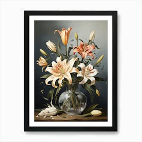 Lilies Flower Illustration Art Print 3 Art Print