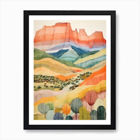 Mount Ossa Australia 3 Colourful Mountain Illustration Art Print