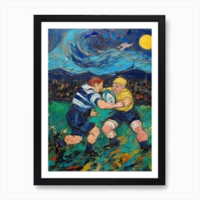 Rugby In The Style Of Van Gogh 4 Art Print