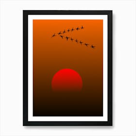 Sunset With Birds 1 Art Print