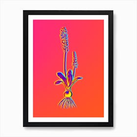 Neon Scilla Obtusifolia Botanical in Hot Pink and Electric Blue n.0481 Art Print