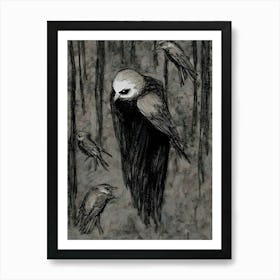 Owls In The Woods Art Print