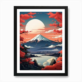 Mountains And Hot Springs Japanese Style Illustration 7 Art Print