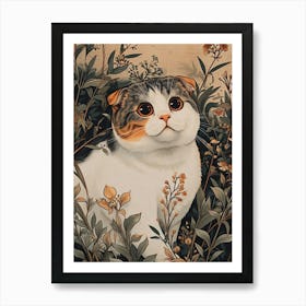 Scottish Fold Cat Japanese Illustration 4 Art Print