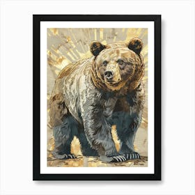 Brown Bear Precisionist Illustration 4 Art Print