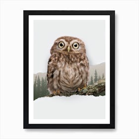 Owl Torn Paper Art Print