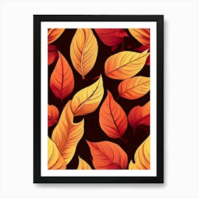 Autumn Leaves Seamless Pattern 25 Art Print