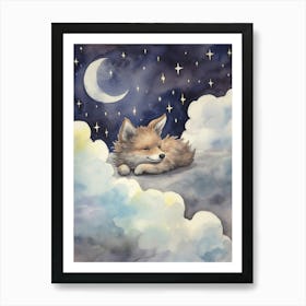 Baby Gray Wolf 2 Sleeping In The Clouds Art Print