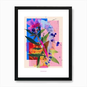 Bluebonnet 5 Neon Flower Collage Poster Art Print