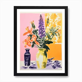 Colourful Bouquet Of Flowers In Risograph Style 4 Art Print