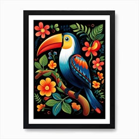 Folk Bird Illustration Toucan 1 Art Print