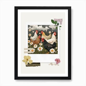 Scrapbook Chickens Fairycore Painting 1 Art Print