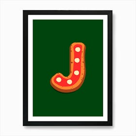 Gingerbread Christmas Letters Living Room Holiday Display Green 10 Art Print