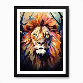 Lion Art Painting Geometric Abstraction Style 2 Art Print
