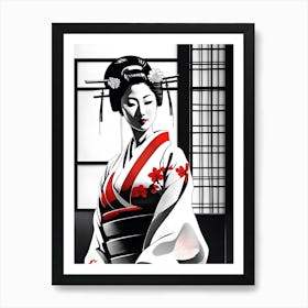 Traditional Japanese Art Style Geisha Girl 25 Art Print