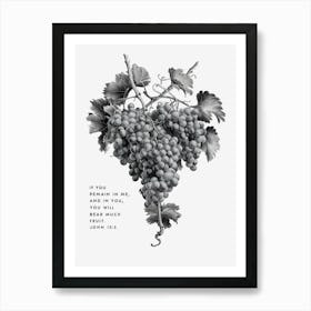 John 15:5, If you remain in me and I in you, you will bear much fruit Art Print