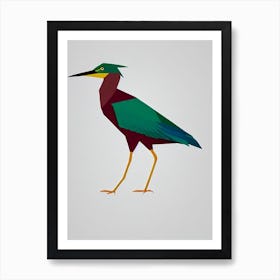 Green Heron Origami Bird Art Print