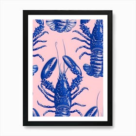 Lobsters On A Pink Background Art Print