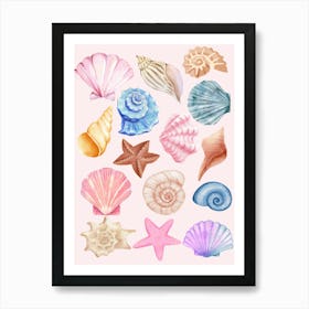 Watercolor Sea Shells Art Print