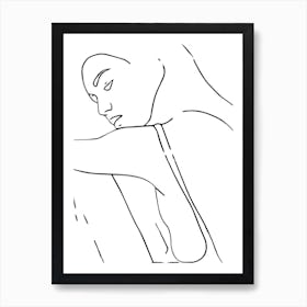 Woman Outline Black And White Art Print