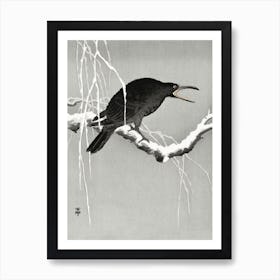 Crow On Snowy Tree Branch (1900 1945), Ohara Koson Art Print