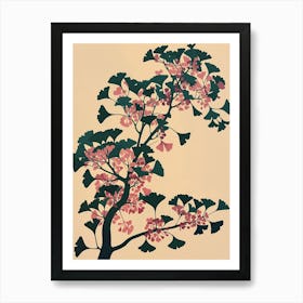 Ginkgo Tree Colourful Illustration 2 Art Print