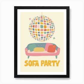 Sofa Party Lounge Print Disco Ball Art Print