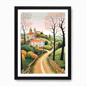 The Camino Portuguese Path 2 Hike Illustration Art Print
