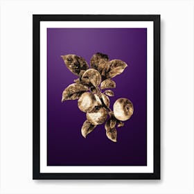 Gold Botanical Apple on Royal Purple n.0749 Art Print