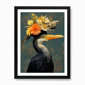 Bird With A Flower Crown Cormorant 1 Art Print