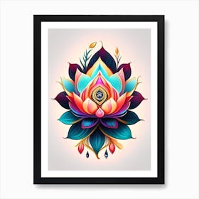 Lotus Flower, Symbol, Third Eye Tattoo 3 Art Print