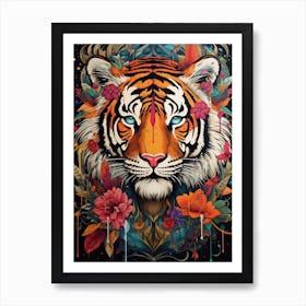 Tiger Art In Mural Art Style 4 Art Print