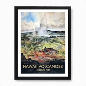 Hawaii Volcanoes National Park Watercolour Vintage Travel Poster 2 Art Print