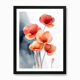 Watercolor Poppies 3 Art Print