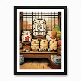 Sake Barrels Japanese 8 Art Print