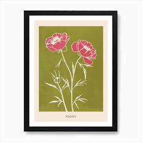 Pink & Green Peony 2 Flower Poster Art Print