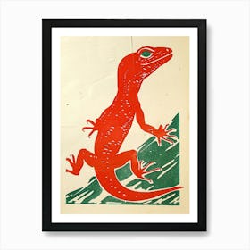Red Mediterranean House Gecko Bold Block 3 Art Print