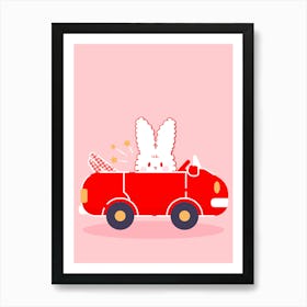 Bunny In Car Art Print