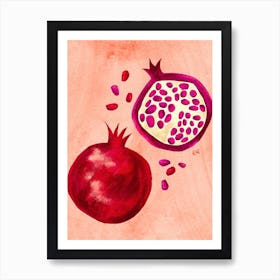 Painted Pomegranates In Pink Art Print