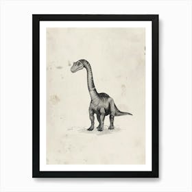 Brontosaurus Dinosaur Black Ink Illustration 3 Art Print