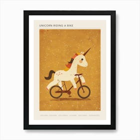 Unicorn Riding A Bike Muted Pastels 2 Poster Art Print