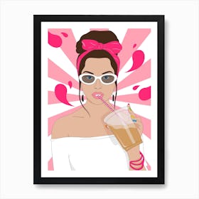 Pink Pop Girl Art Print
