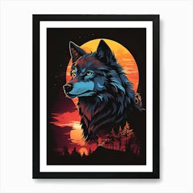 Wolf At Sunset 1 Art Print