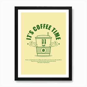 Coffee Time Printable Poster, Coffee Lover Gift, Morning Coffee Wall Art, Gift for Him, Love Coffee Decor Art Print
